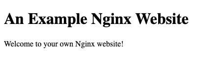 A custom webpage served by Nginx